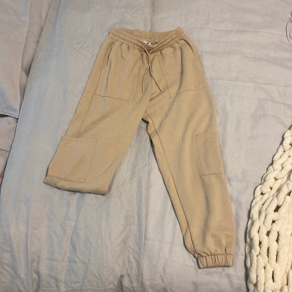 Topshop Beige Sweatpant Cargos